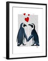 Penguins with Love Hearts-Fab Funky-Framed Art Print