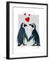 Penguins with Love Hearts-Fab Funky-Framed Art Print