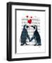 Penguins with Love Hearts-Fab Funky-Framed Art Print