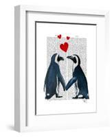 Penguins with Love Hearts-Fab Funky-Framed Art Print