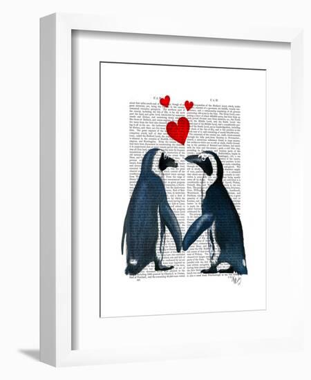 Penguins with Love Hearts-Fab Funky-Framed Art Print