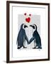 Penguins with Love Hearts-Fab Funky-Framed Art Print