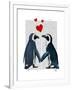 Penguins with Love Hearts-Fab Funky-Framed Art Print