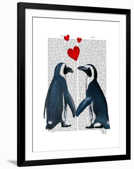 Penguins with Love Hearts-Fab Funky-Framed Art Print