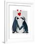 Penguins with Love Hearts-Fab Funky-Framed Art Print