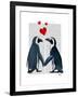 Penguins with Love Hearts-Fab Funky-Framed Art Print