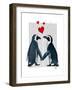 Penguins with Love Hearts-Fab Funky-Framed Art Print