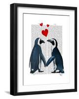 Penguins with Love Hearts-Fab Funky-Framed Art Print