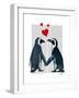 Penguins with Love Hearts-Fab Funky-Framed Art Print