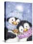 Penguins with Robin-MAKIKO-Stretched Canvas