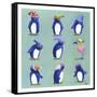 Penguins-Louise Tate-Framed Stretched Canvas