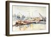 Péniches sur la Seine à Bercy, vers 1871 (recto)-Jean-Baptiste Armand Guillaumin-Framed Giclee Print