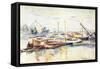 Péniches sur la Seine à Bercy, vers 1871 (recto)-Jean-Baptiste Armand Guillaumin-Framed Stretched Canvas