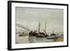 Péniches sur la Seine à Bercy-Armand Guillaumin-Framed Giclee Print