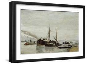 Péniches sur la Seine à Bercy-Armand Guillaumin-Framed Giclee Print