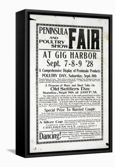 Peninsula Fair and Poultry Show, Gig Harbor (September 7-9, 1928)-null-Framed Stretched Canvas