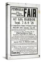 Peninsula Fair and Poultry Show, Gig Harbor (September 7-9, 1928)-null-Stretched Canvas