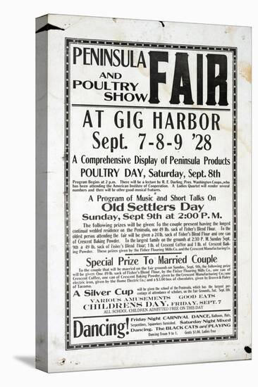 Peninsula Fair and Poultry Show, Gig Harbor (September 7-9, 1928)-null-Stretched Canvas