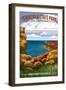 Peninsula State Park, Wisconsin - Svens Bluff Overlook - Sunset Bike Trail - Lantern Press Artwork-Lantern Press-Framed Art Print