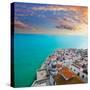 Peniscola Beach and Village Aerial View in Castellon Valencian Community of Spain-holbox-Stretched Canvas