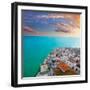 Peniscola Beach and Village Aerial View in Castellon Valencian Community of Spain-holbox-Framed Photographic Print