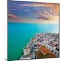 Peniscola Beach and Village Aerial View in Castellon Valencian Community of Spain-holbox-Mounted Photographic Print