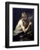 Penitent Magdalene (Dressed Only in Her Hair)-Jose de  Ribera-Framed Art Print