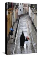 Penitents During Semana Santa (Holy Week) Along Rainy Street, Seville, Andalucia, Spain, Europe-Stuart Black-Stretched Canvas