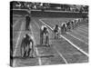 Penn Relay Races, College Students Crouched in Starting Position-George Silk-Stretched Canvas