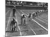 Penn Relay Races, College Students Crouched in Starting Position-George Silk-Mounted Photographic Print