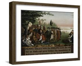 Penn's Treaty with the Indians, 1840-45-Edward Hicks-Framed Giclee Print