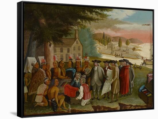 Penn's Treaty with the Indians, C.1830-40 (Oil on Canvas)-Edward Hicks-Framed Stretched Canvas