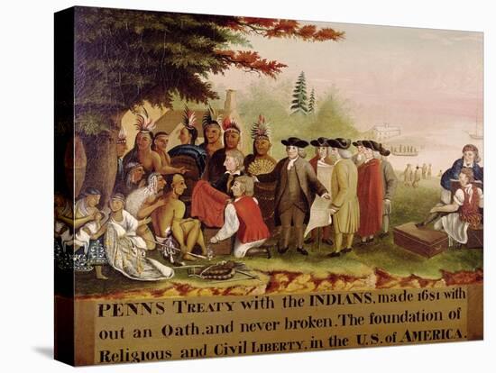 Penn's Treaty with the Indians circa 1840-Edward Hicks-Stretched Canvas