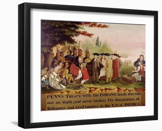 Penn's Treaty with the Indians circa 1840-Edward Hicks-Framed Giclee Print