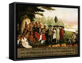 Penn's Treaty with the Indians-Edward Hicks-Framed Stretched Canvas