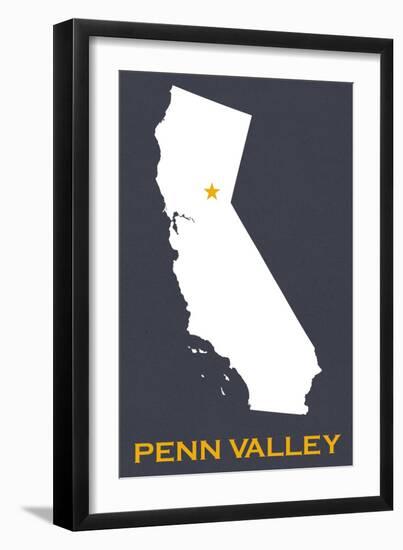 Penn Valley, California - Home State - White on Gray-Lantern Press-Framed Art Print