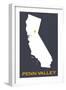 Penn Valley, California - Home State - White on Gray-Lantern Press-Framed Art Print