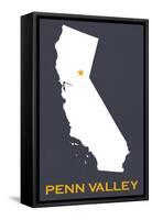 Penn Valley, California - Home State - White on Gray-Lantern Press-Framed Stretched Canvas