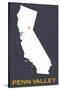 Penn Valley, California - Home State - White on Gray-Lantern Press-Stretched Canvas