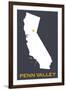 Penn Valley, California - Home State - White on Gray-Lantern Press-Framed Art Print