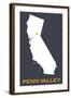 Penn Valley, California - Home State - White on Gray-Lantern Press-Framed Art Print