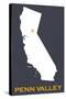 Penn Valley, California - Home State - White on Gray-Lantern Press-Stretched Canvas