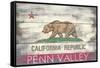 Penn Valley, California - State Flag - Barnwood Painting-Lantern Press-Framed Stretched Canvas