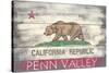 Penn Valley, California - State Flag - Barnwood Painting-Lantern Press-Stretched Canvas