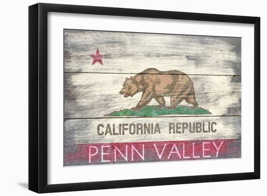 Penn Valley, California - State Flag - Barnwood Painting-Lantern Press-Framed Art Print