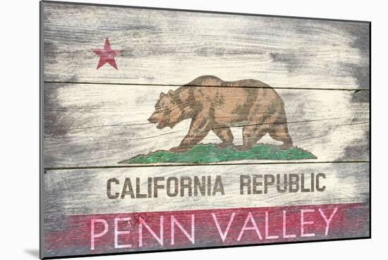 Penn Valley, California - State Flag - Barnwood Painting-Lantern Press-Mounted Art Print