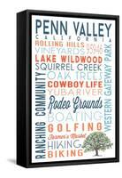 Penn Valley, California - Typography-Lantern Press-Framed Stretched Canvas