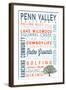 Penn Valley, California - Typography-Lantern Press-Framed Art Print