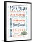 Penn Valley, California - Typography-Lantern Press-Framed Art Print