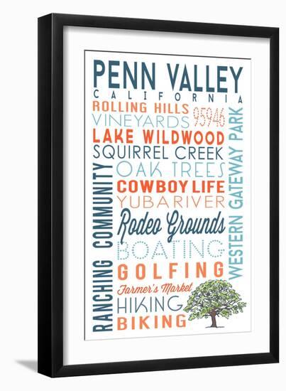 Penn Valley, California - Typography-Lantern Press-Framed Art Print